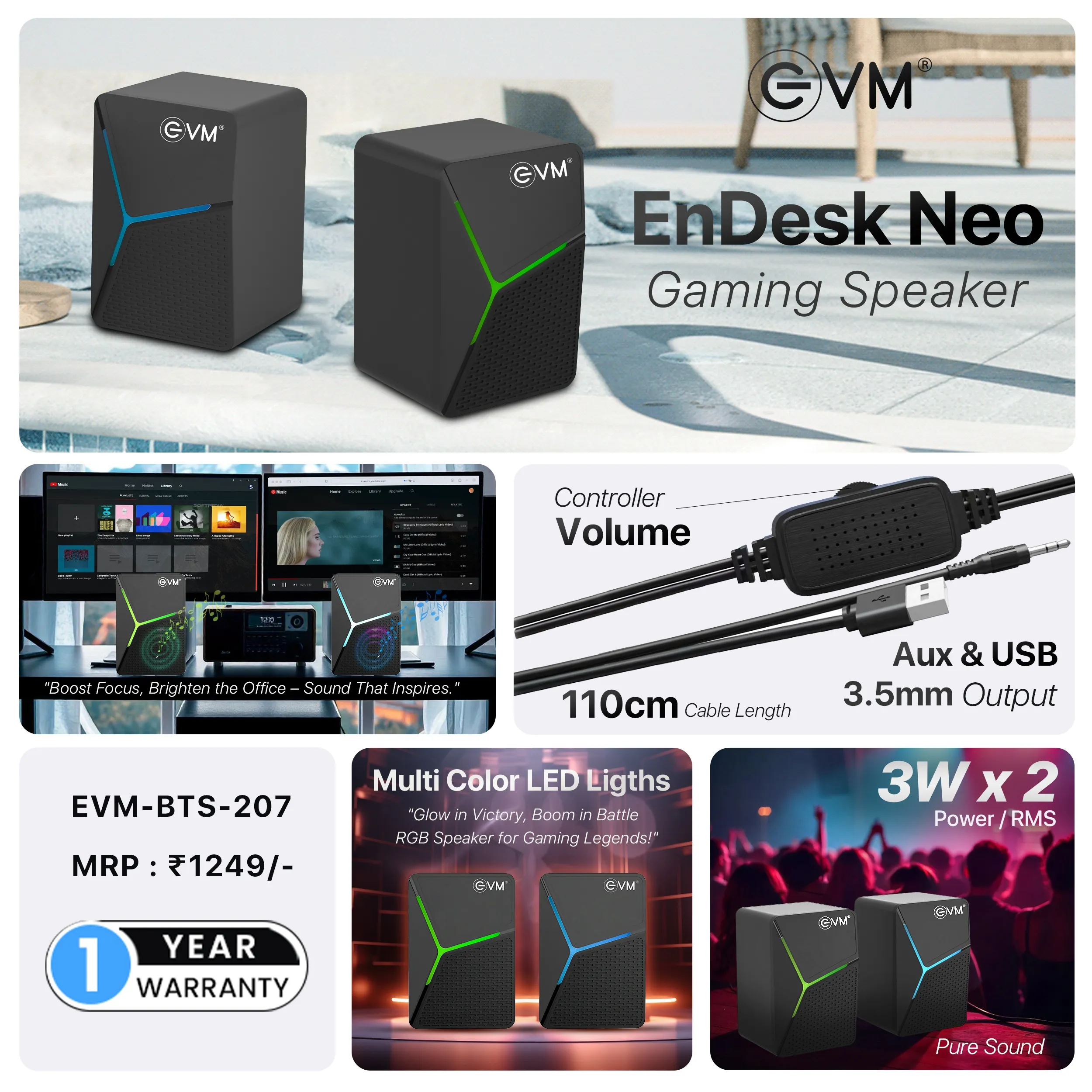 EVM Gaming Speaker Neo 2.0 RGB (6w) EVM-BTS-207 view 3